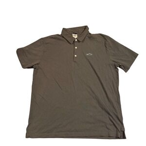 Patagonia Mens Organic Cotton Fitz Roy Trout Logo Polo Shirt Gray Short Sleeve L